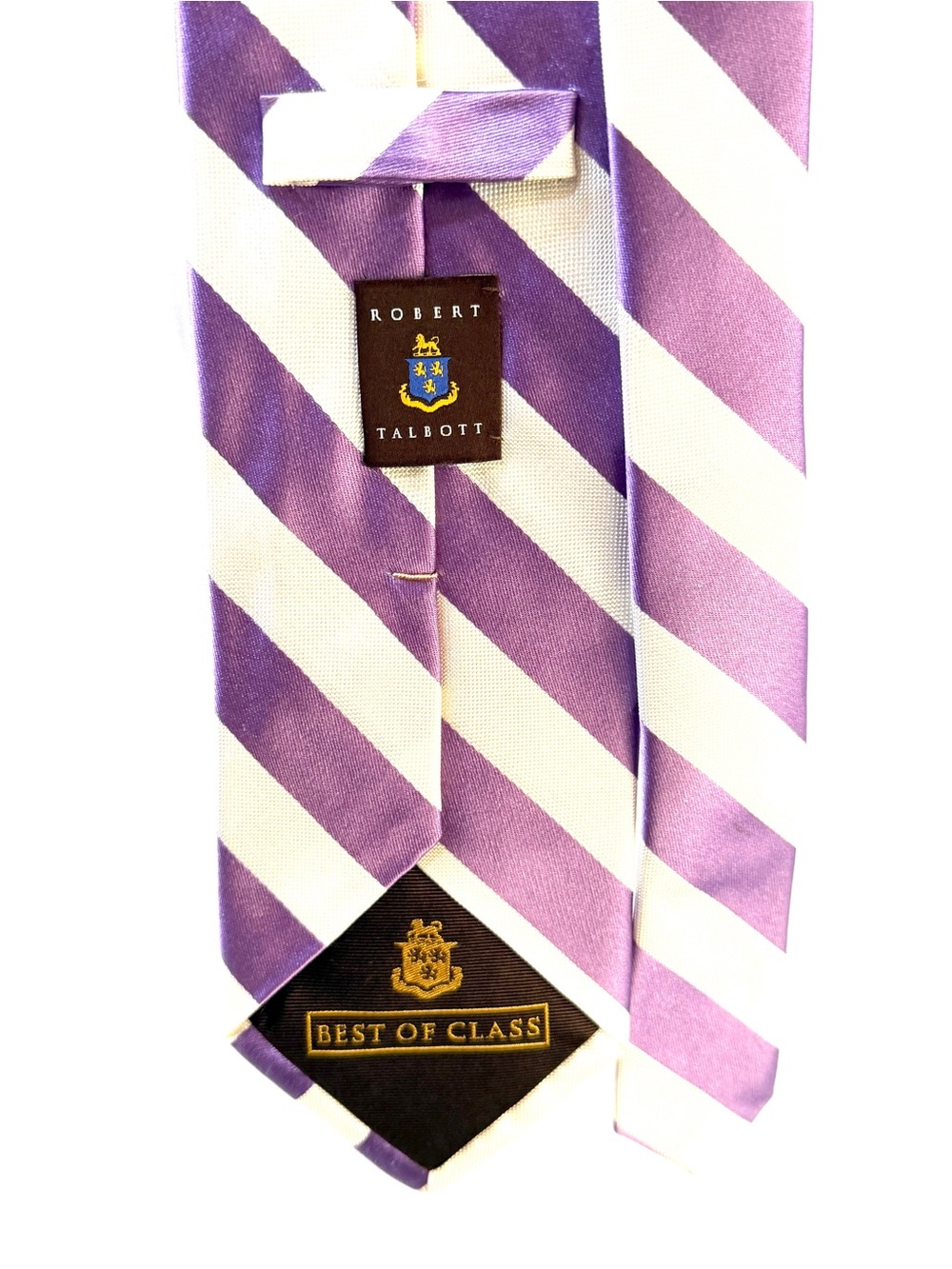 Robert Talbott Purple and White Diagonally Striped Silk Tie